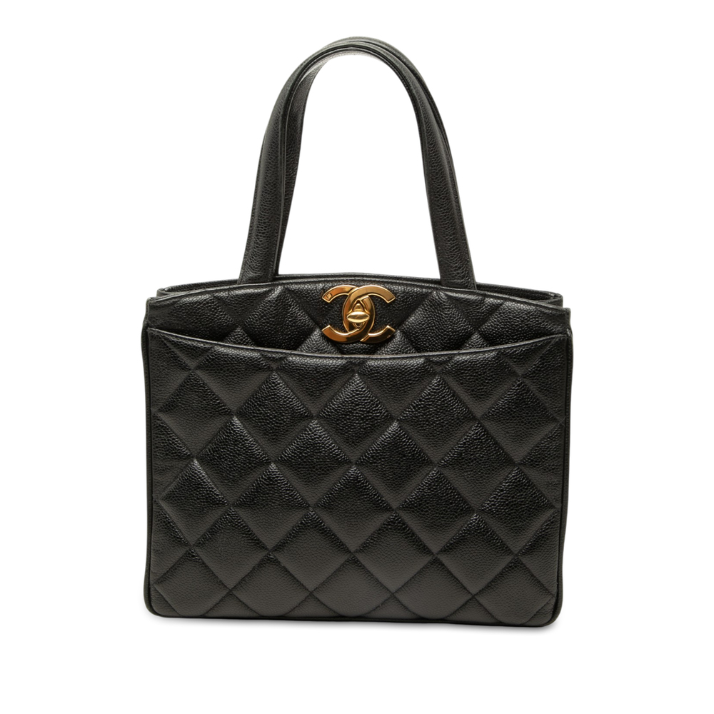 Pre-Loved Chanel CC Quilted Caviar Turnlock Handbag